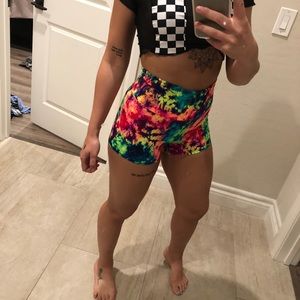 Rave acid bath high waisted shorts